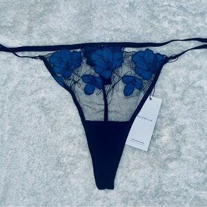 NWT Bluebella Women's Black and Blue Lace Thong size XXL 2XL